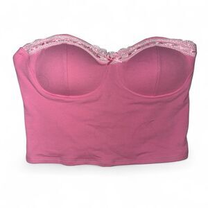 Pink Coquette Bow Lace Going Out Crop Top NWT